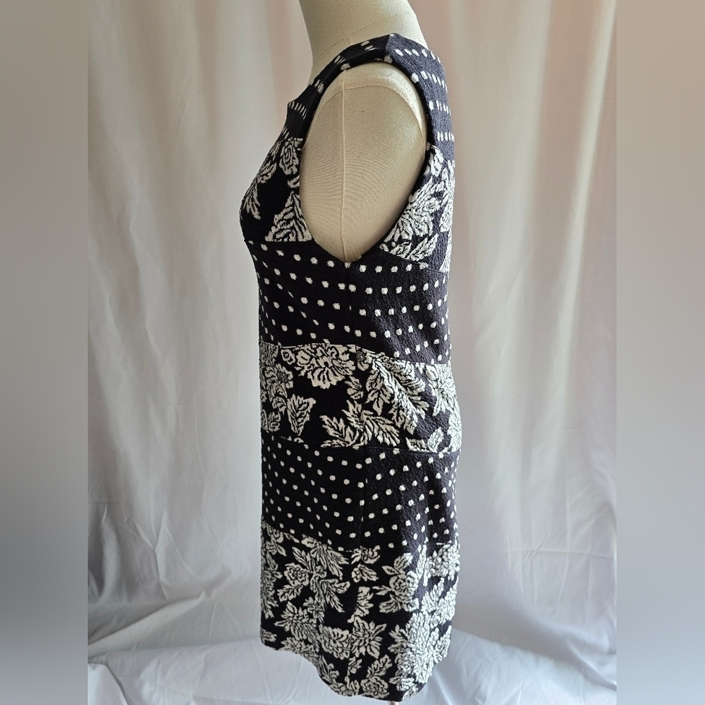 Maeve Anthropologie Floral Dot Sleeveless Sheath Dress Black and White Sz Small - Picture 6 of 12